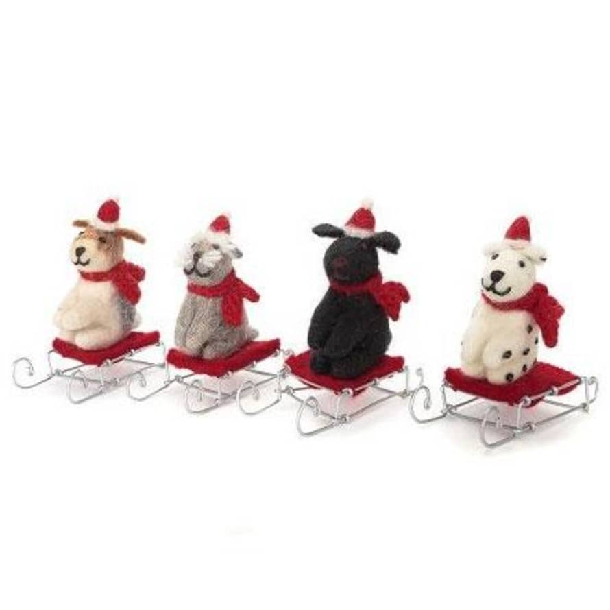Amica Accessories Sitting Dog on Sledge Felt Christmas Decoration