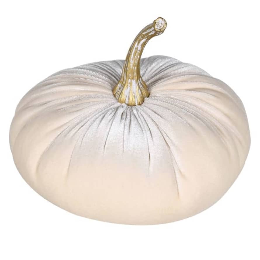 Medium Decorative Velvet Pumpkin | Ivory