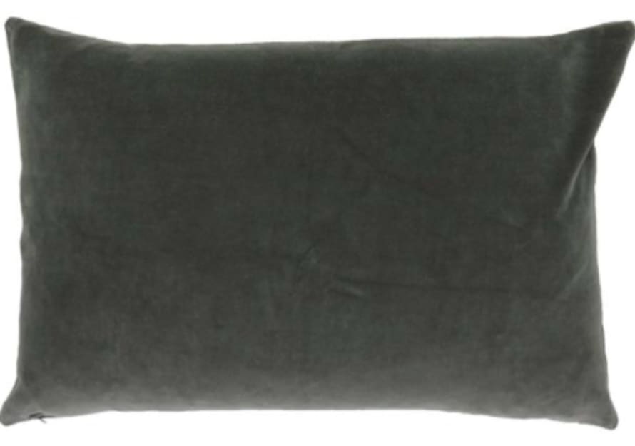 Pompon Bazar Velvet Cushion 75x50cm Anthracite Grey color