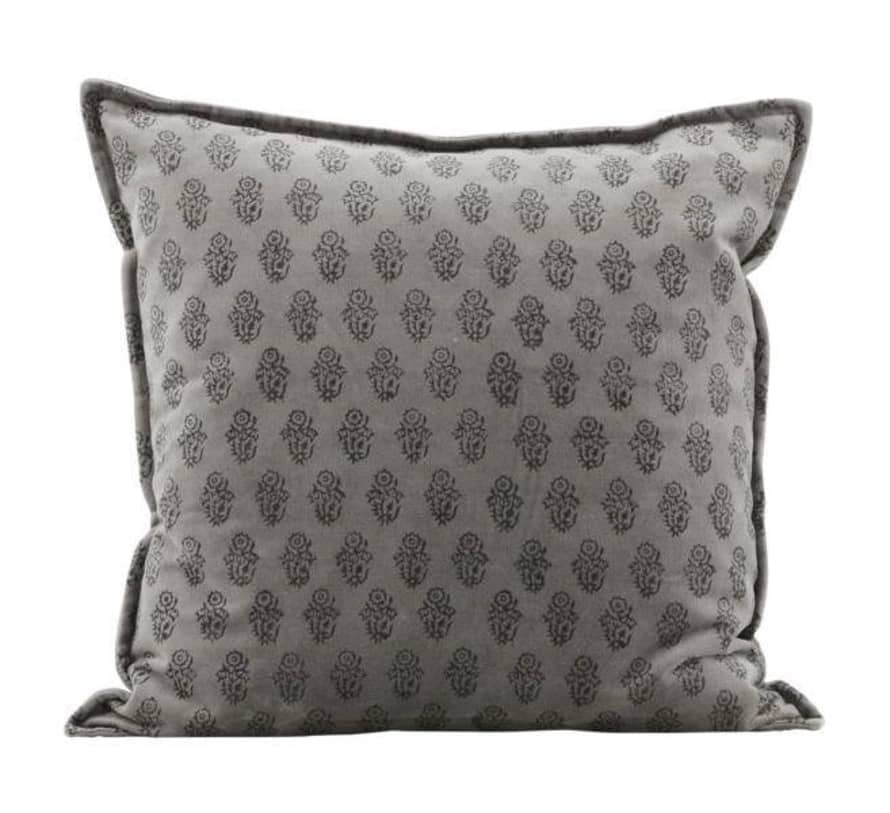 Mink Interiors Motif Velvet Cushion - Grey
