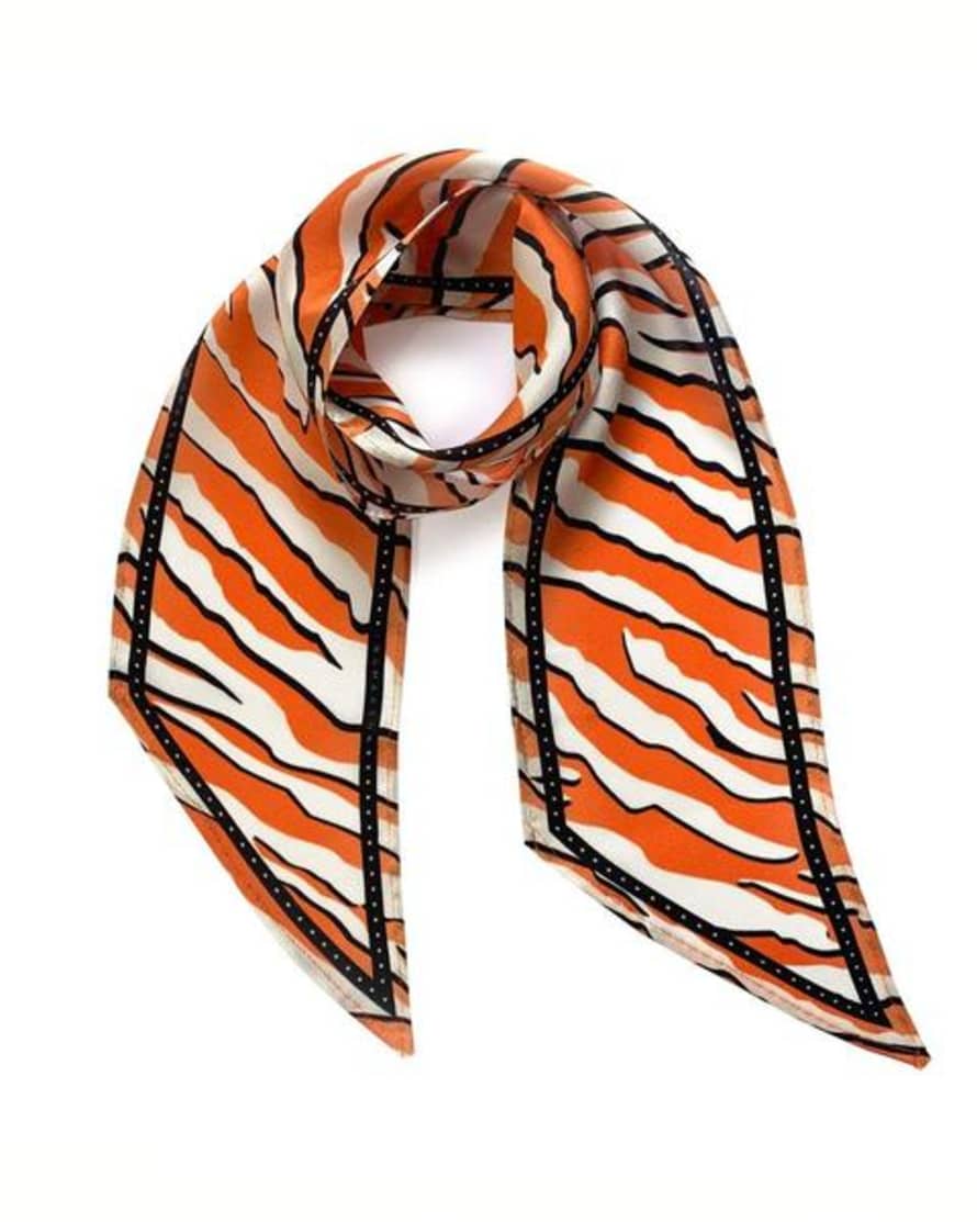 Ingmarson Orange Zebra Print Silk Scarf