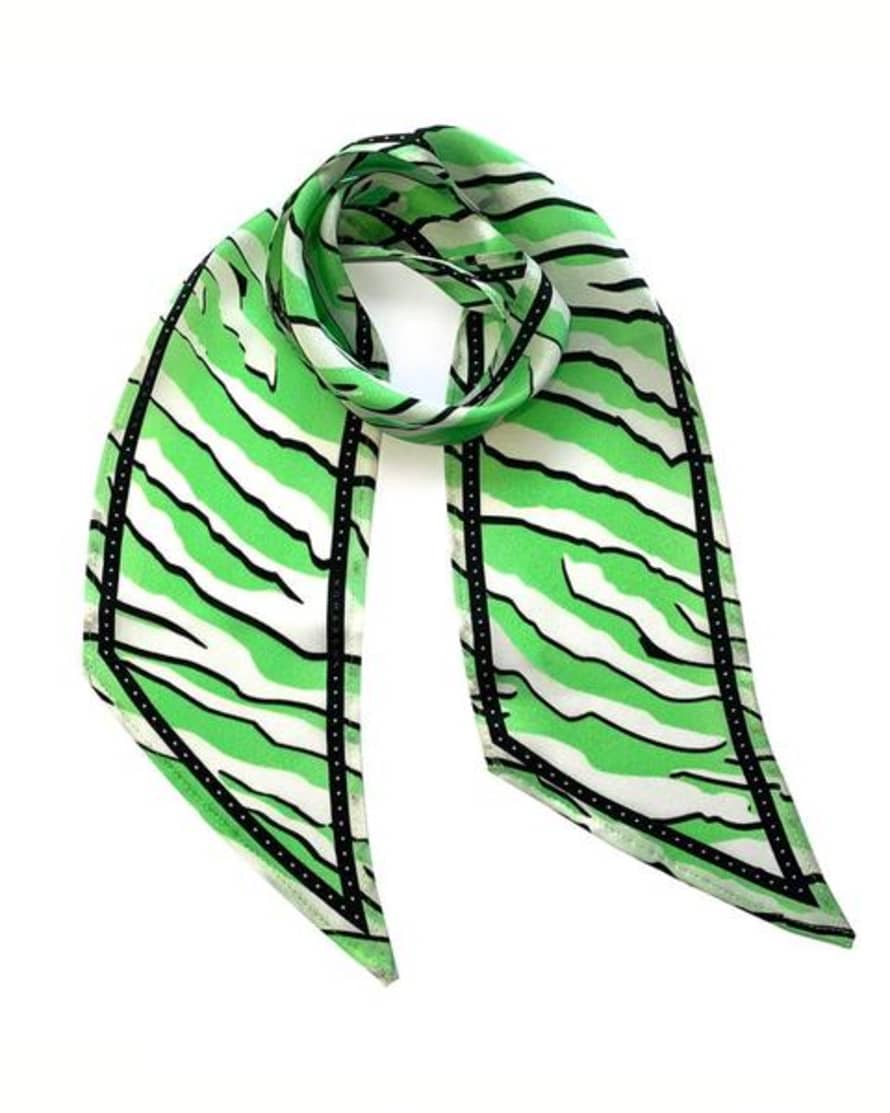 Ingmarson Green Zebra Print Silk Scarf