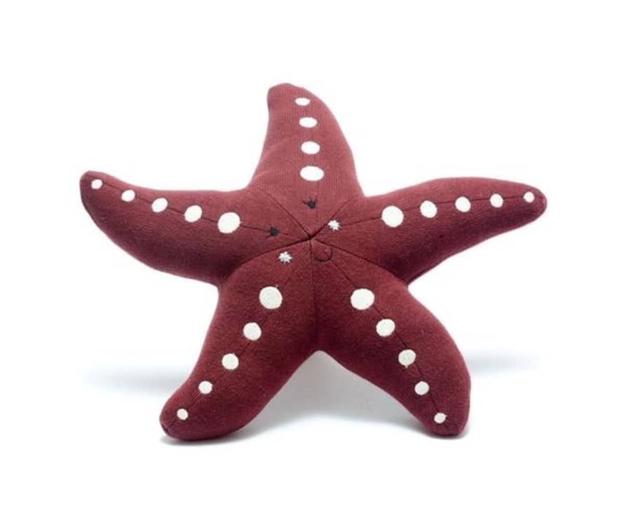 Best Years Knitted Organic Cotton Dark Pink Starfish Soft Toy