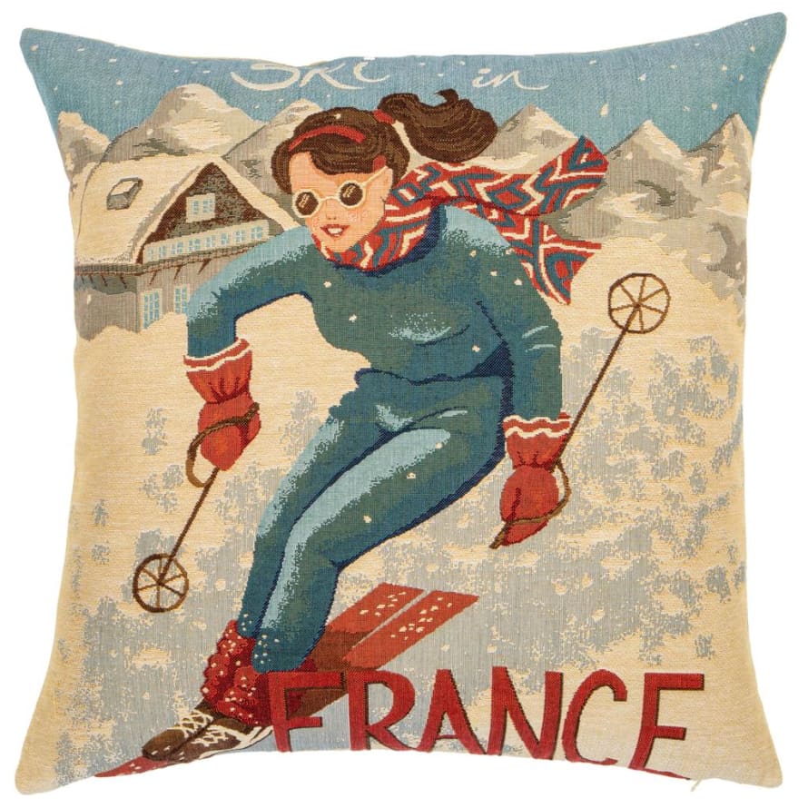 Yapatakwa Ski In France Vintage Style Cushion 