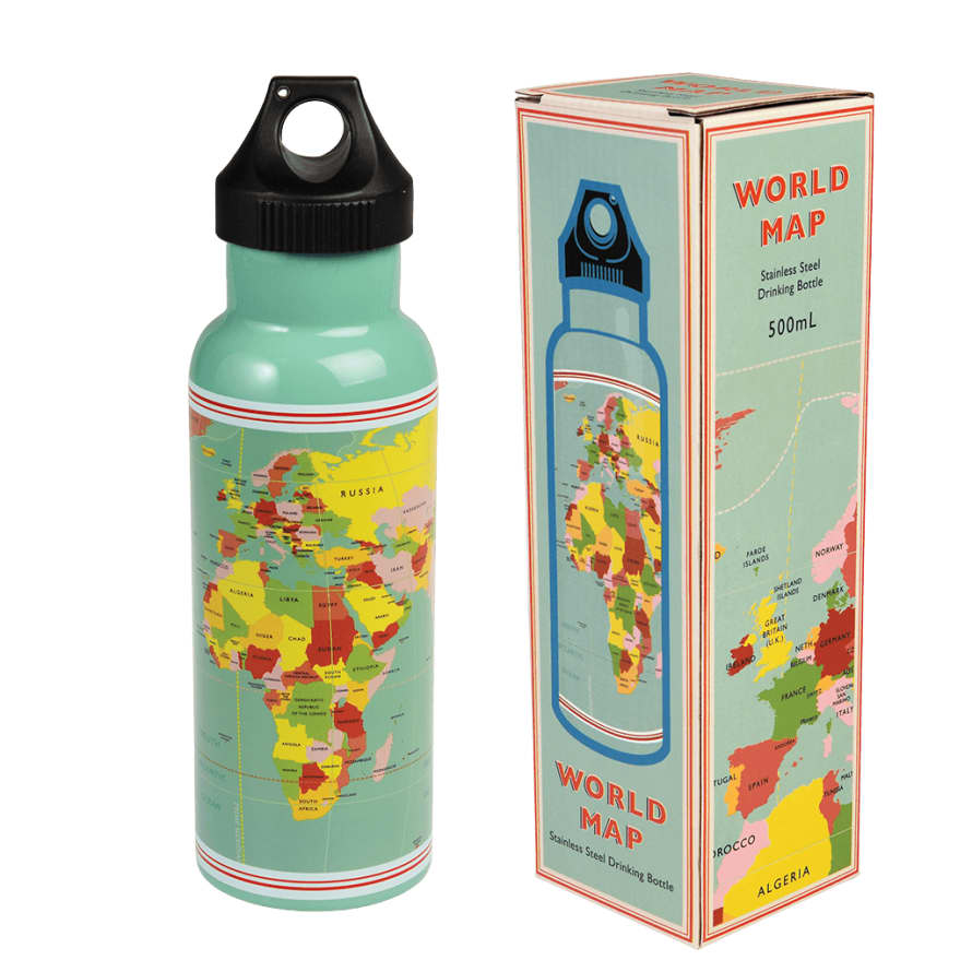 Rex London World Map Stainless Steel Bottle