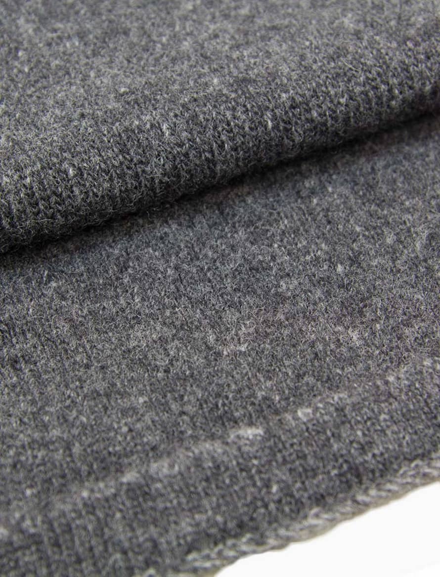 Trouva: Charcoal and Grey Solid Reversible Knitted Wool and Cashmere Scarf