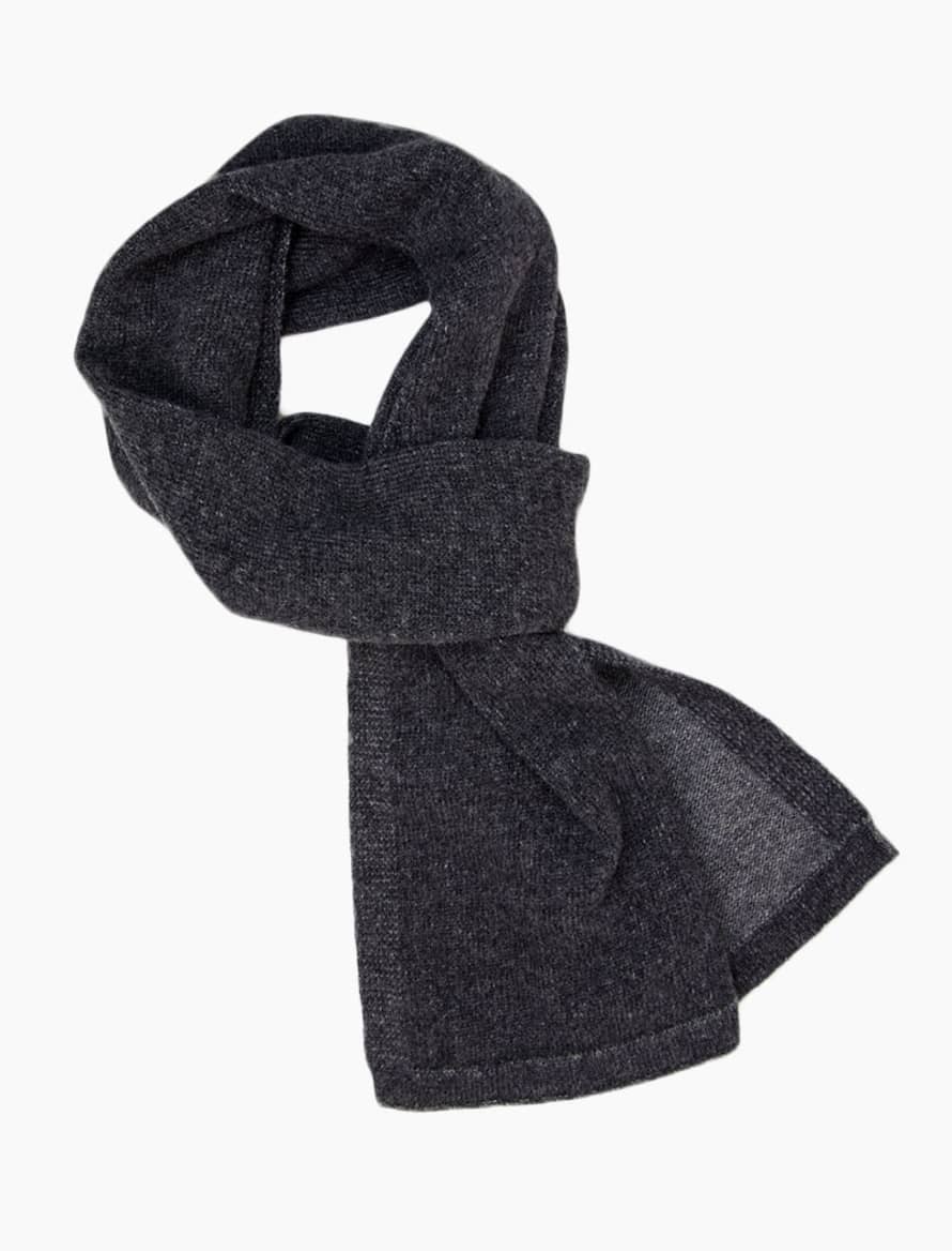 40 Colori Charcoal and Grey Solid Reversible Knitted Wool and Cashmere Scarf