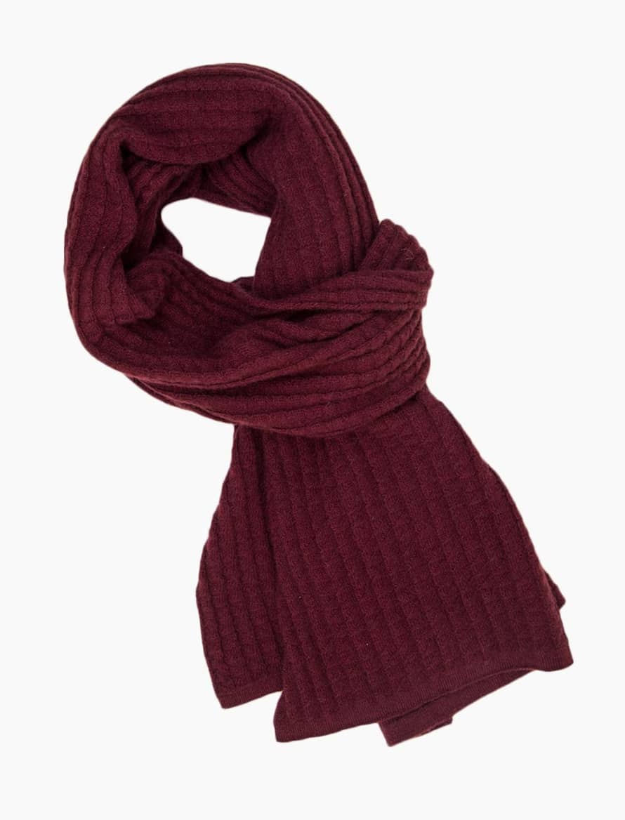 40 Colori Burgundy Waffle Knitted Wool and Cashmere Scarf