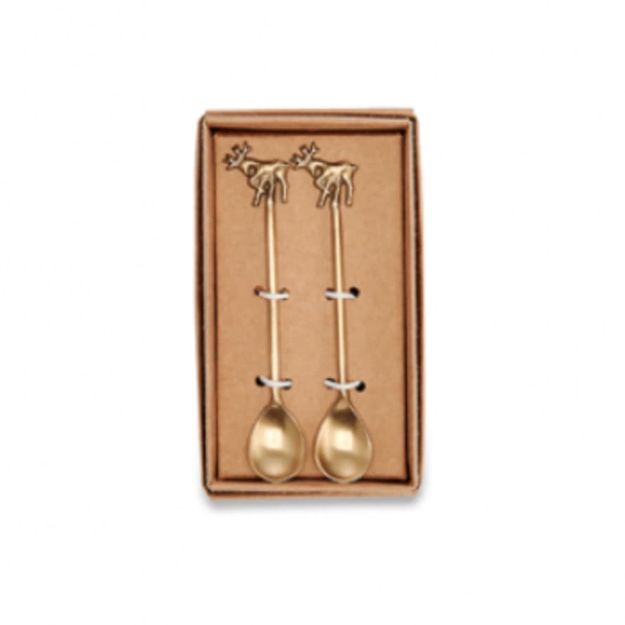Nkuku Stag Brass Teaspoon - Set of 2 Gift Set 