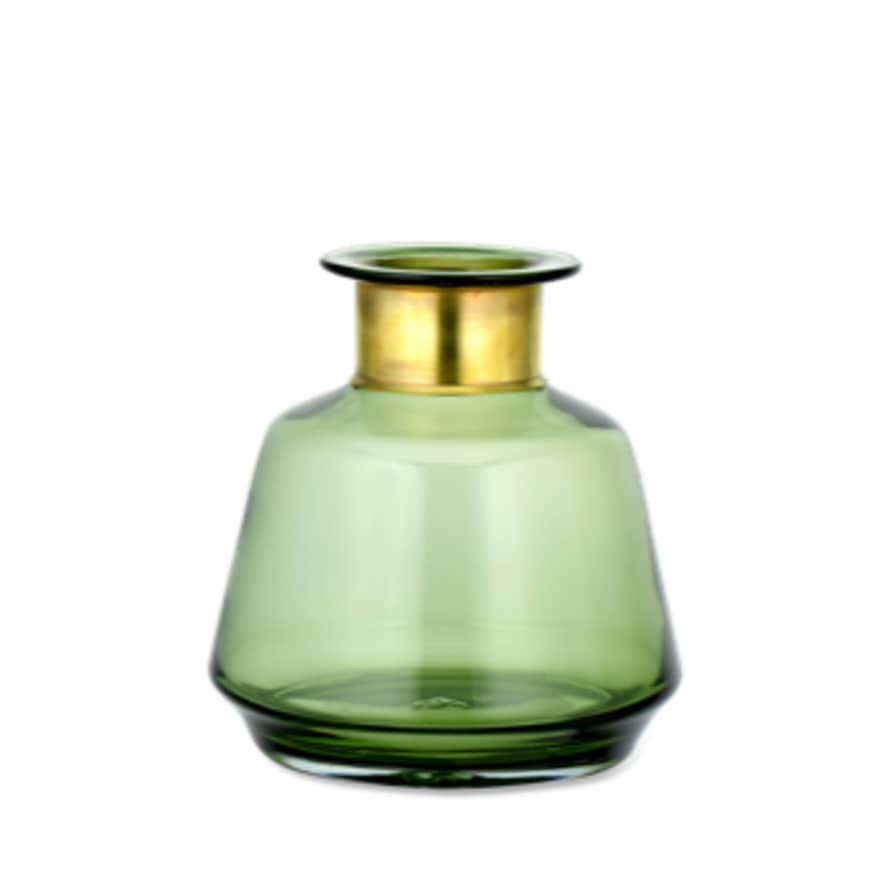 Nkuku Miza Green Glass Vase Small & Wide