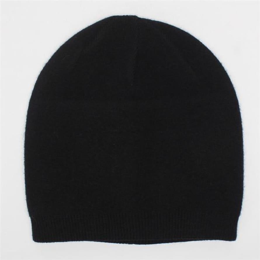 Anorak Cashmere Blend Black Beanie Hat Double Lined Unisex