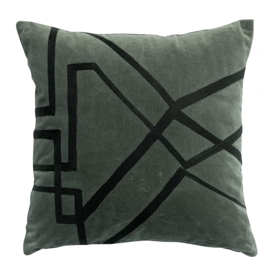 Vivaraise Fara Velvet Cushion with Embroidery 45x45, Thyme
