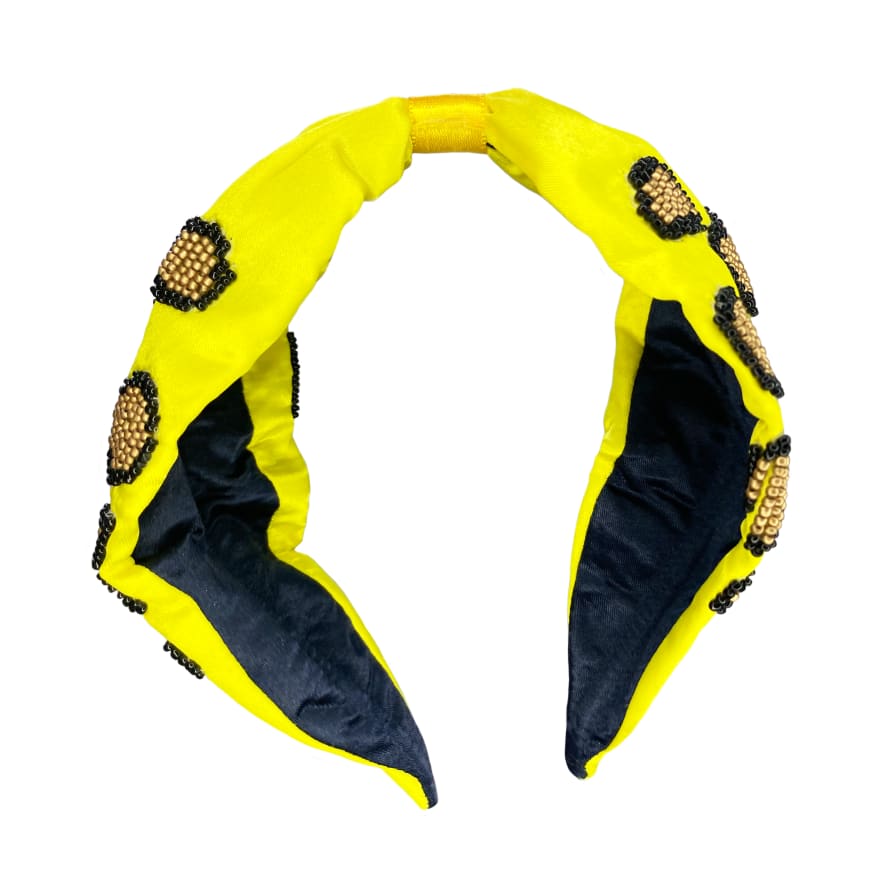 Textile Candy Vibrant Yellow Beaded Knot Headband
