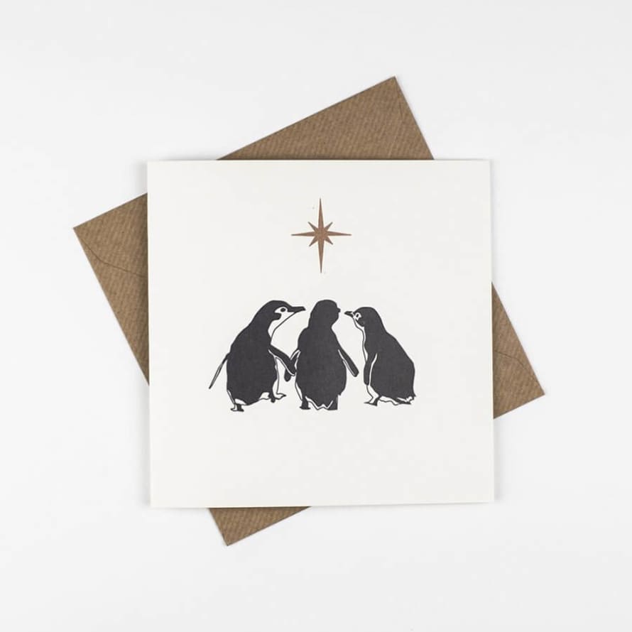 Penguin Ink Three Wise Penguins Christmas Card