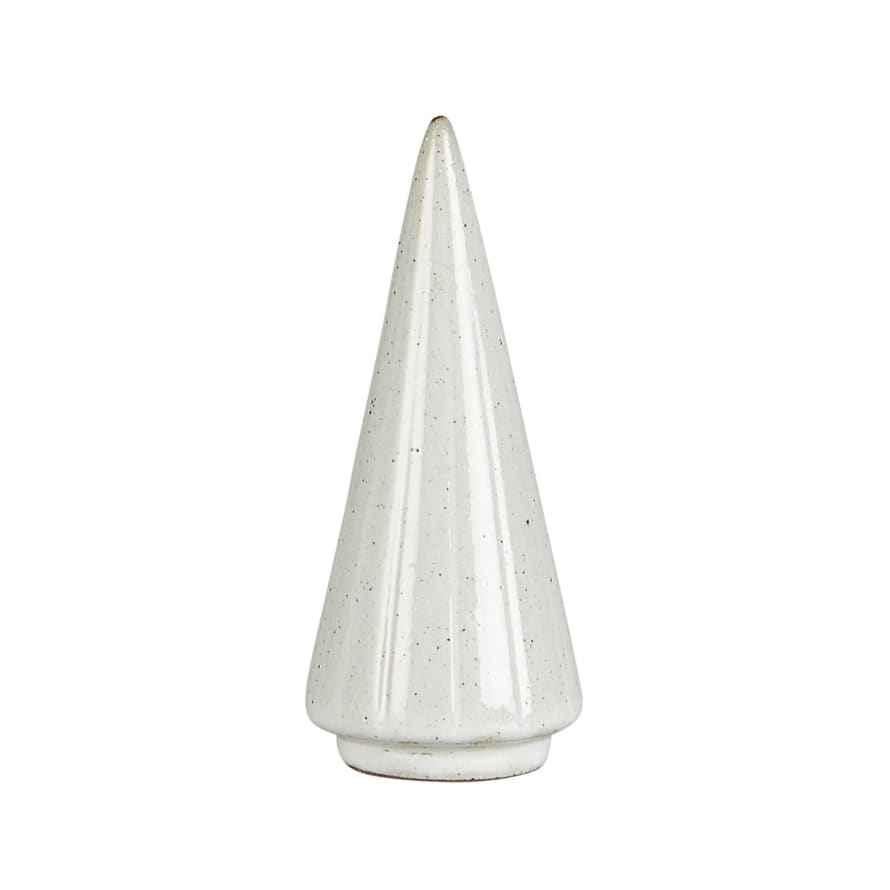 Ib Laursen Set of Two - Small Standing Ceramic Christmas Tree - Grooves from Top to Bottom 