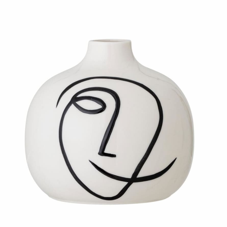 Bloomingville Norma Vase Face White Stoneware Round