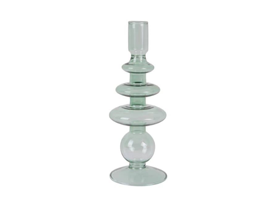 Present Time Glass Candle Holder Rings Green L