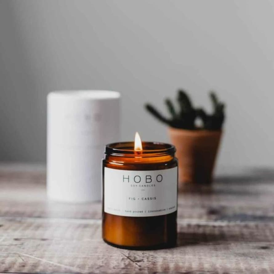 Hobo + Co Fig And Cassis Medium Glass Jar Candle