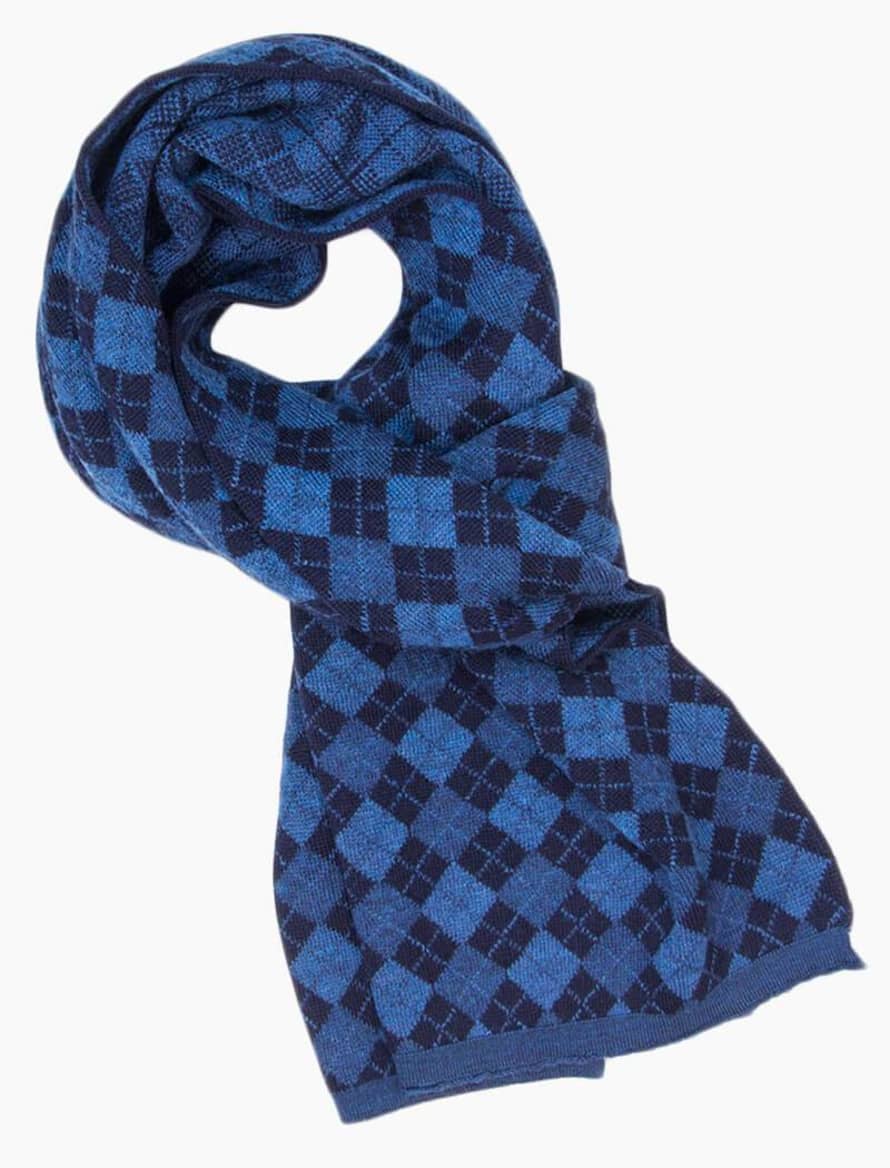 40 Colori Blue Argyle Knitted Wool Scarf