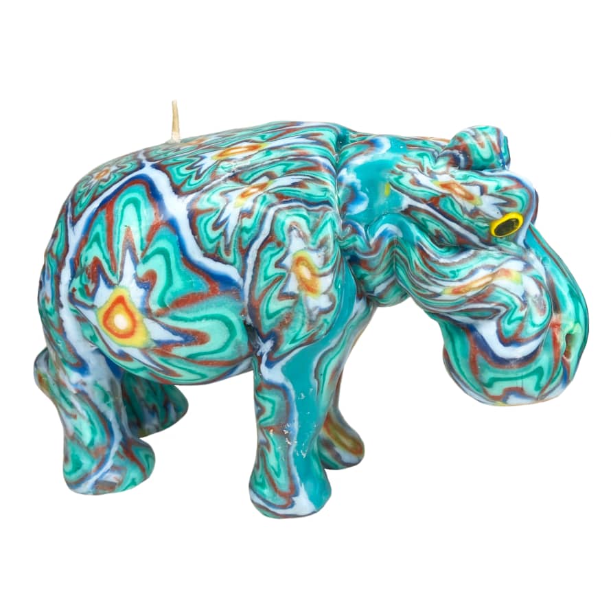 Swazi Candles Small Fairtrade Animal Swazi Candle In Turquoise Pattern