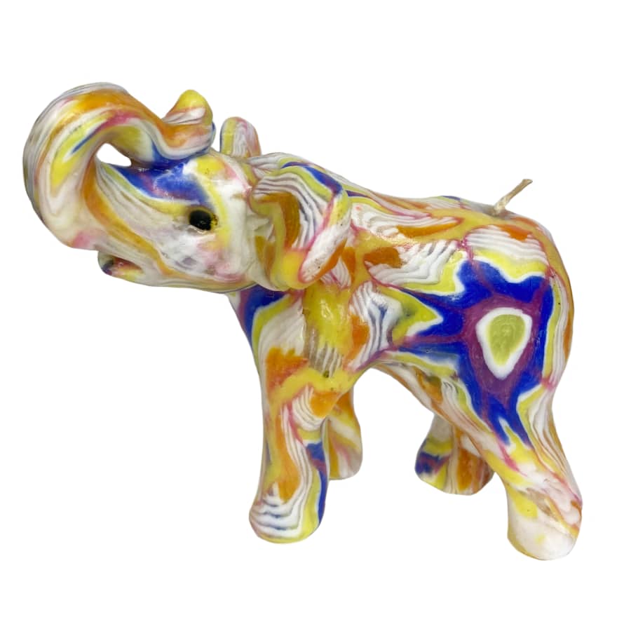 Swazi Candles Small Fairtrade Elephant Swazi Candle In Floral Pattern