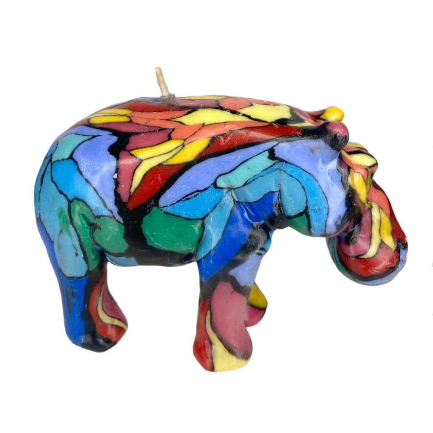 Swazi Candles Small Fairtrade Animal Swazi Candle In Rainbow Pattern
