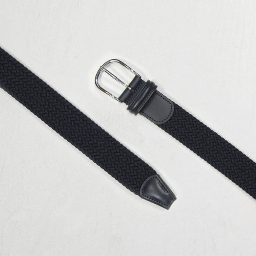 Anderson's Elasticated Woven Belt In Navy