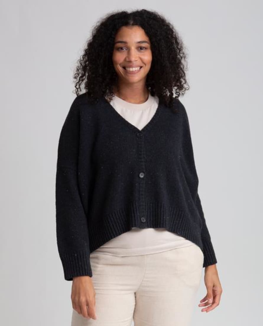 Beaumont Organic Autumn '21 Charis Recycled Cotton Cardigan In Washed Black