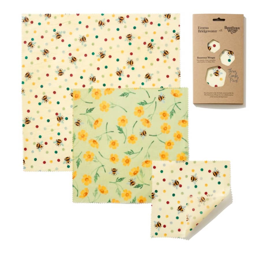 The Beeswax Wrap Co. Emma Bridgewater Bees & Buttercups Print Beeswax Wraps 3PK
