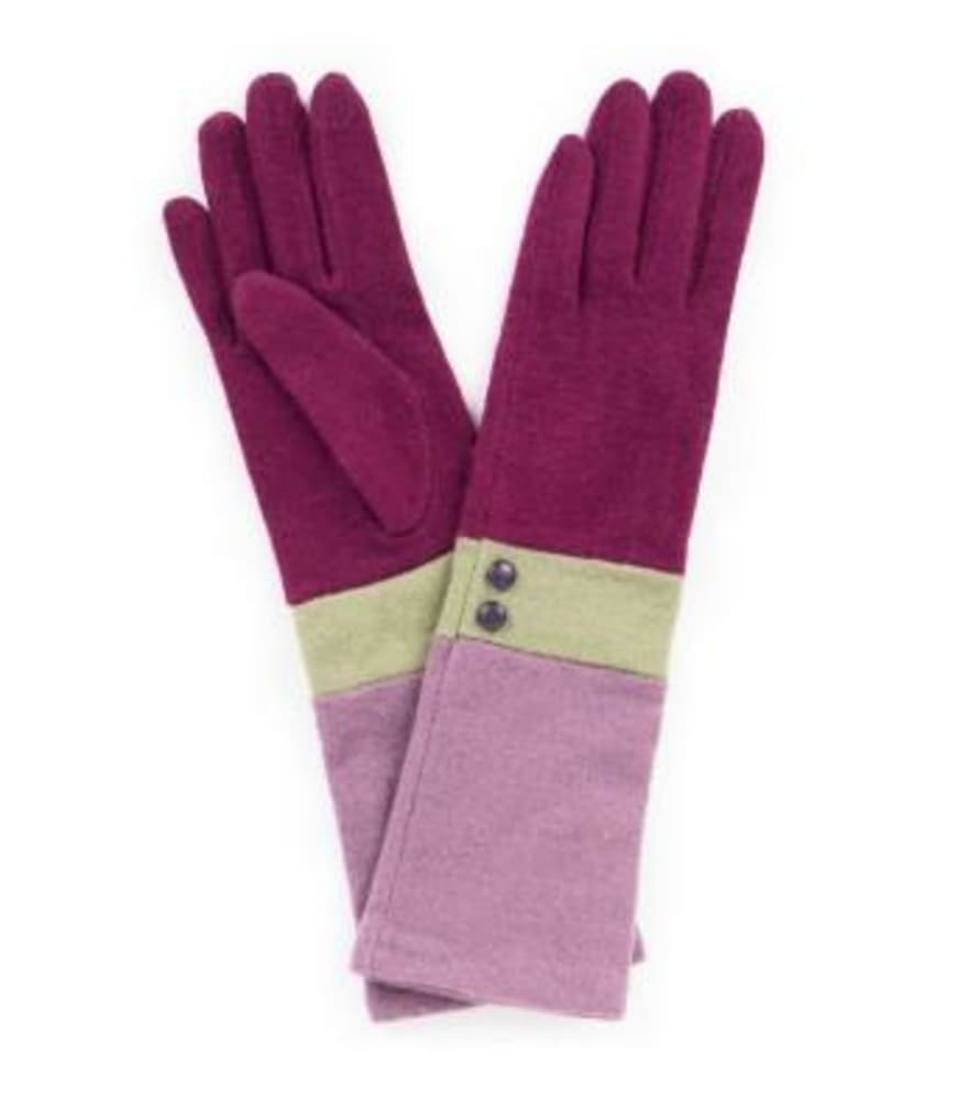 Powder Vivienne Long Wool Gloves Damson