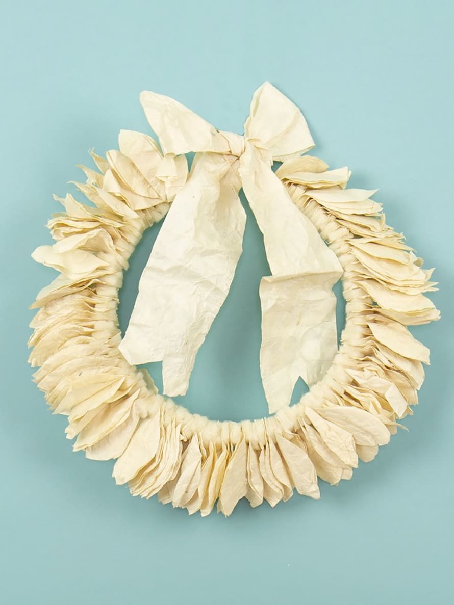 Afroart Lokta Paper Wreath In White