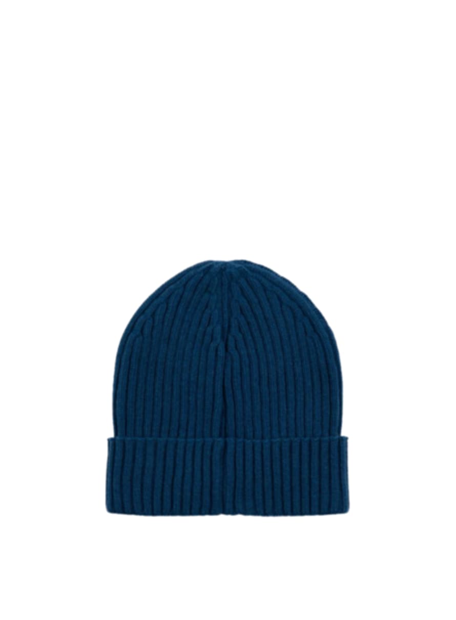 Miss Pompom Wool Ribbed Teal Hat