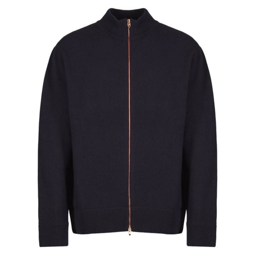 President's Bomber Zip PS Washed Wool Blue Navy