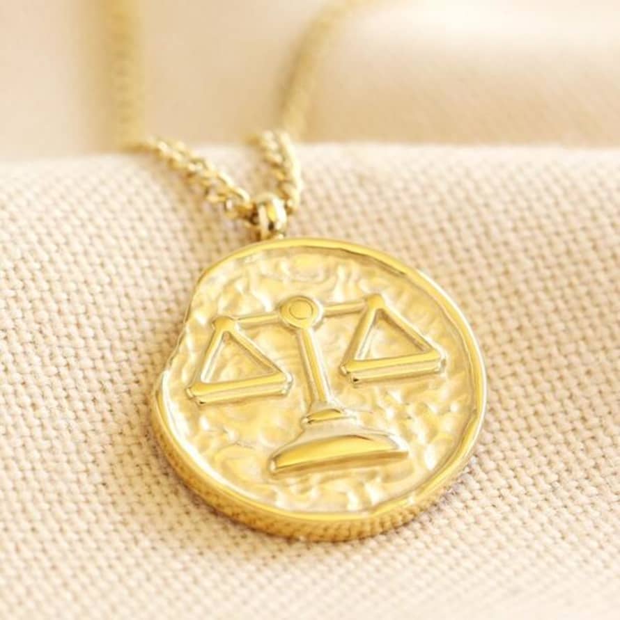 Lisa Angel Zodiac Gold Libra Coin Pendant Necklace