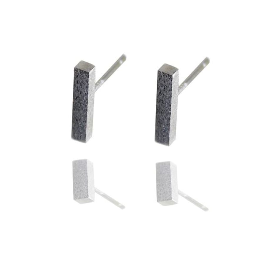 Curiouser and Curiouser Sterling Silver Matte Cuboid Stud Earrings