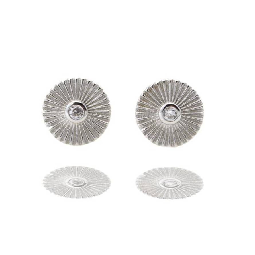 Curiouser and Curiouser Sterling Silver Sun Disc Stud Earrings