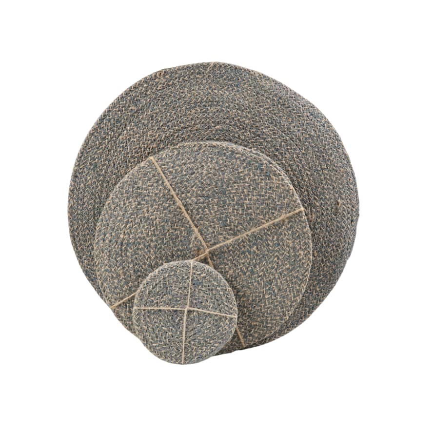 British Colour Standard Jute Serving Mat, Place Mats and Coasters - Gull Grey
