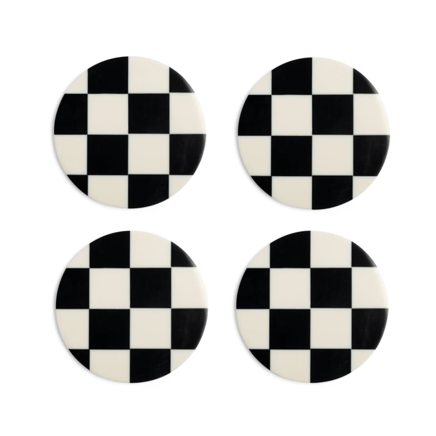 &klevering Check Coasters in Black (Set of 4)