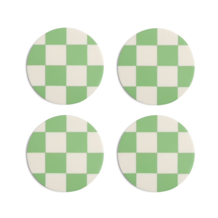 &klevering Check Coasters in Mint (Set of 4)