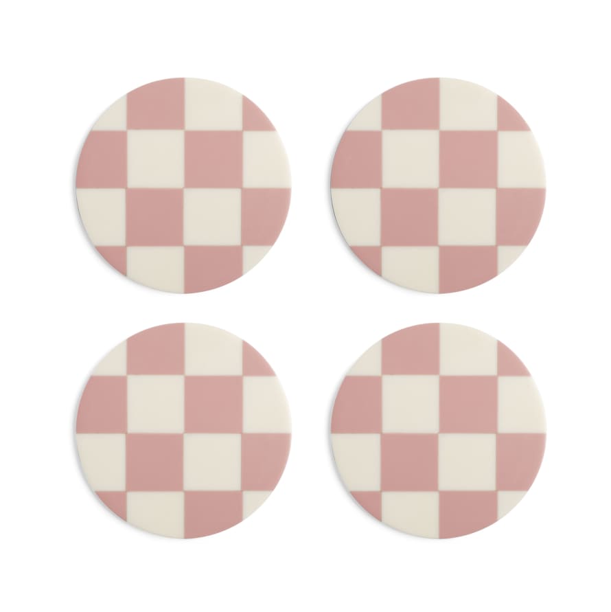 &klevering Check Coasters in Pink (Set of 4)