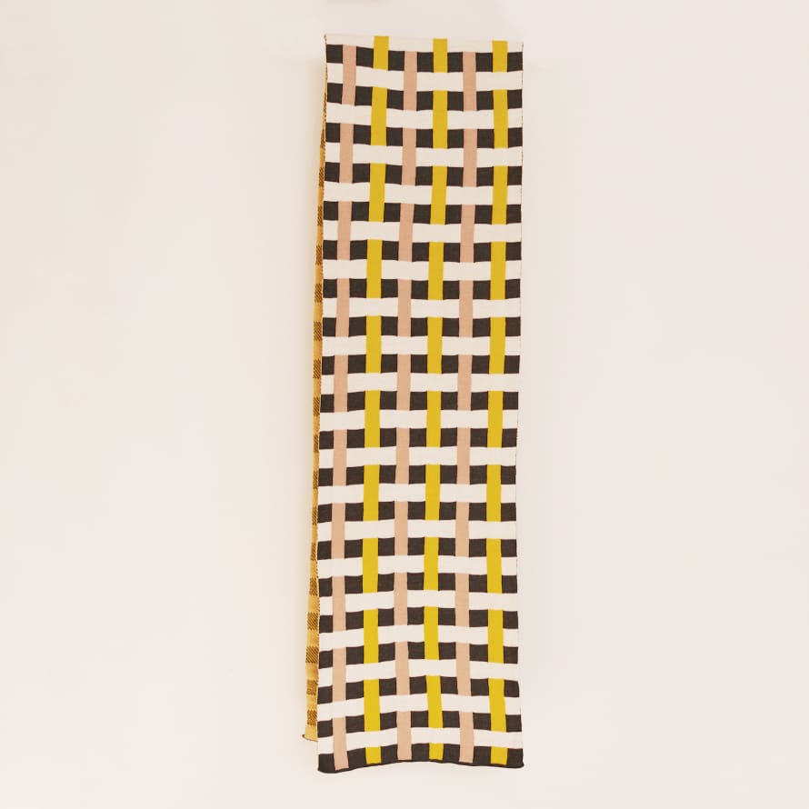 Dowse Anni Yellow & Pink Weave Pattern Scarf