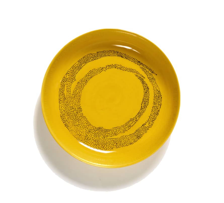 Serax X Feast High Plate Sunny Yellow Swirl Dots