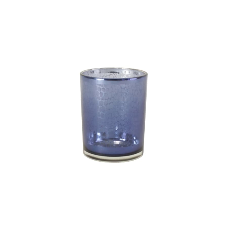 &Quirky Blue Snake Print Glass Candle Holder Small