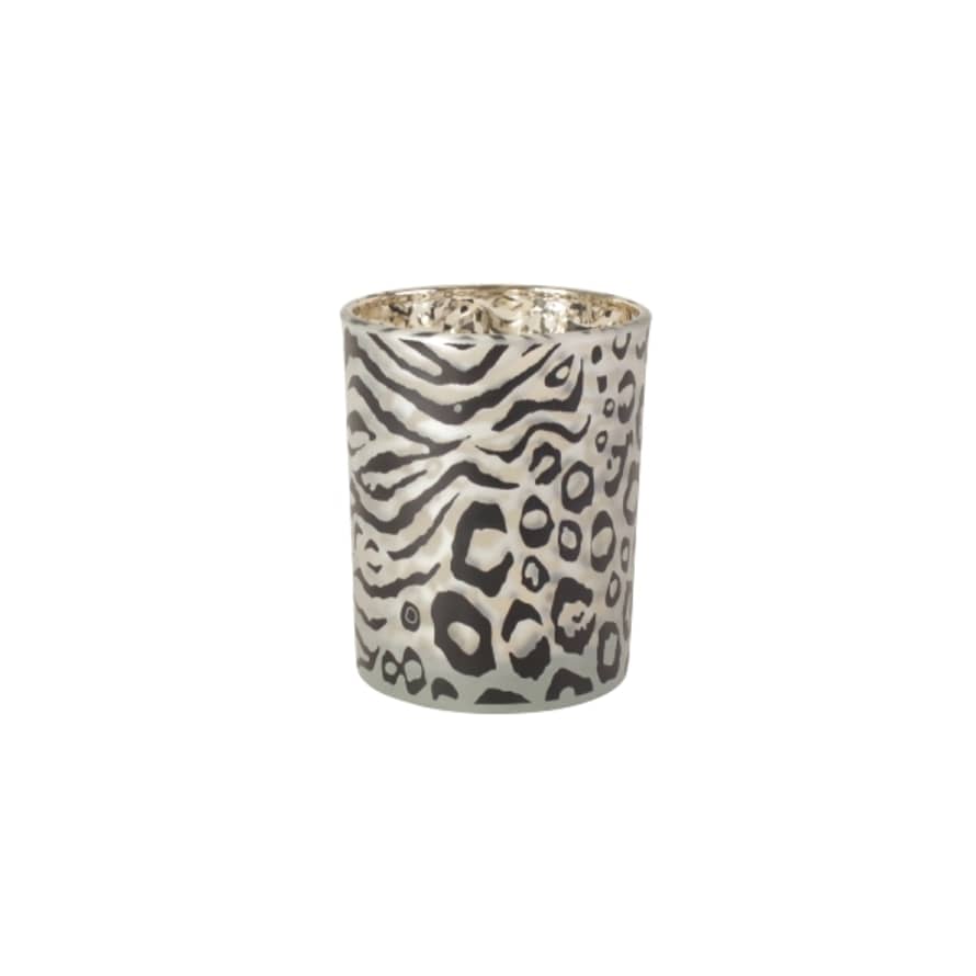 &Quirky Safari Animal Print Glass Candle Holder Small