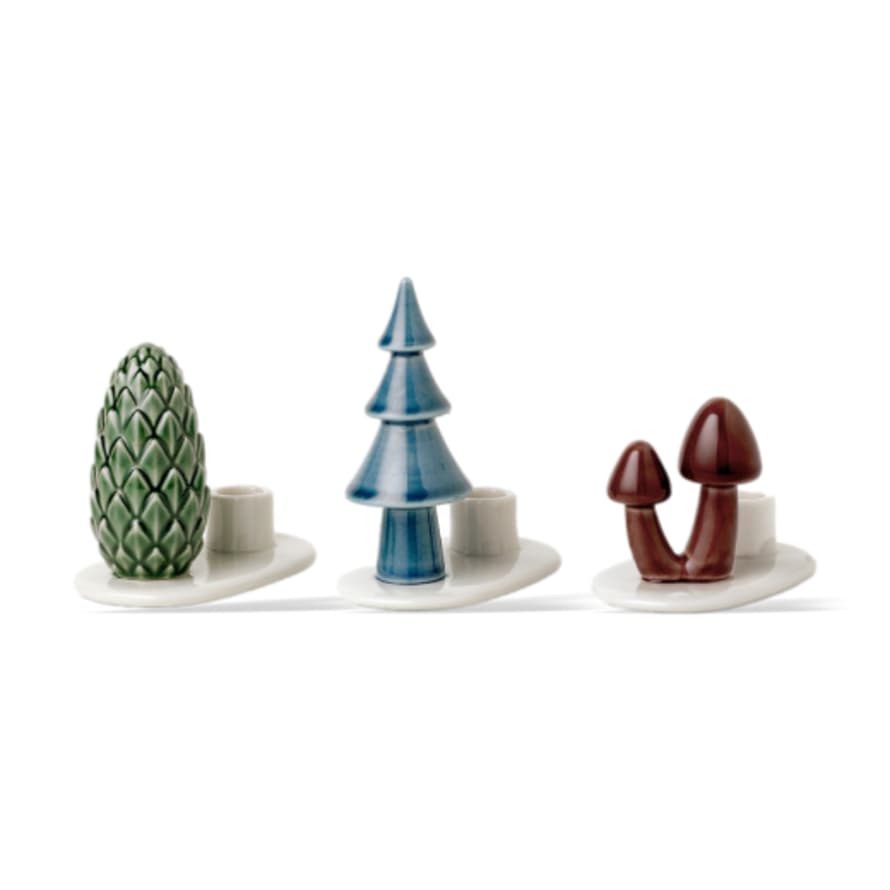 Dottir Ceramic Candleholder Winter Stories Flock Mushrooms
