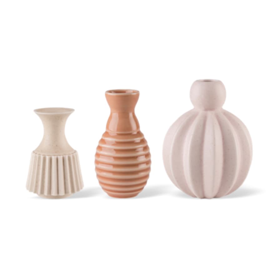 Dottir  Ceramic Vase Samsurium Minibell Coral Set of 3