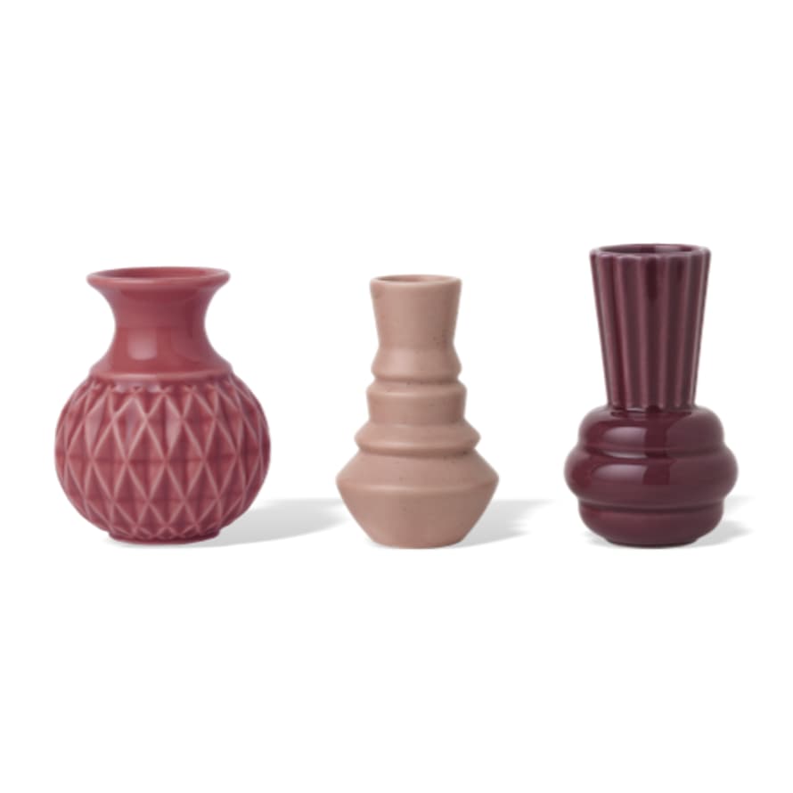 Dottir Ceramic Vase Samsurium Minibell Rose Set of 3
