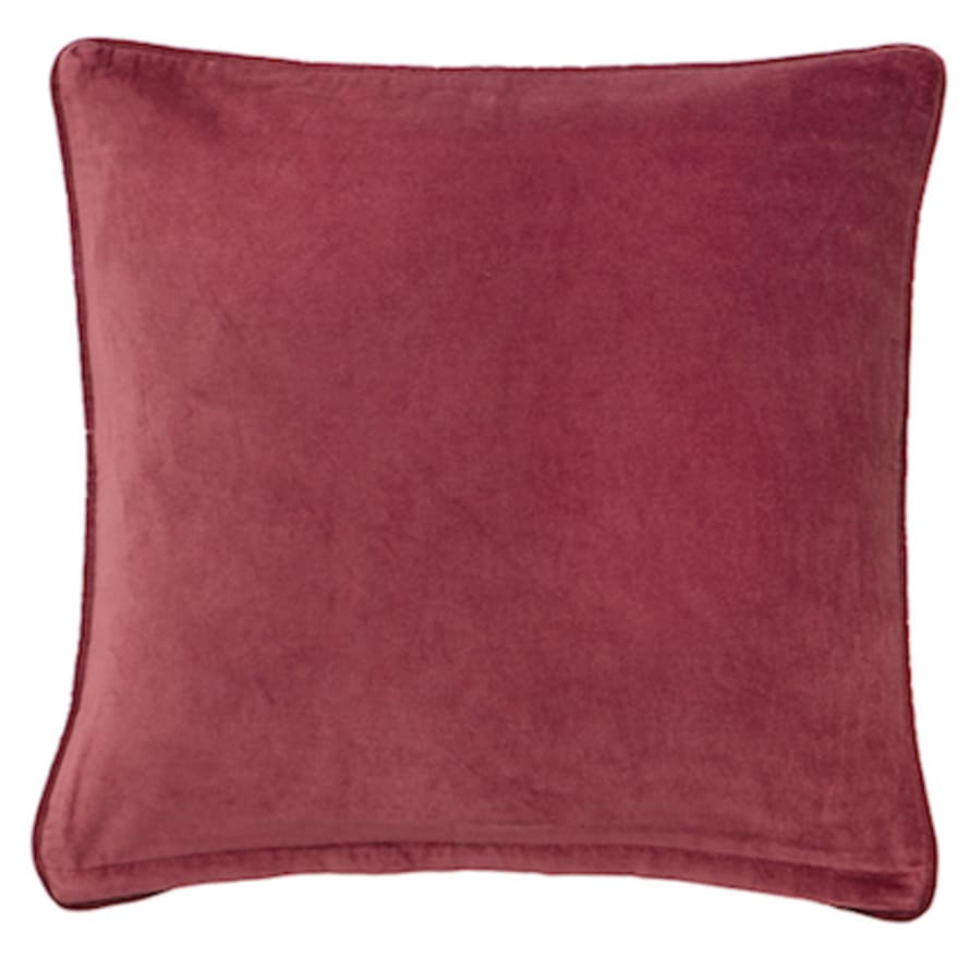 Pompon Bazar Velvet Cushion 50x50cm Burgundy