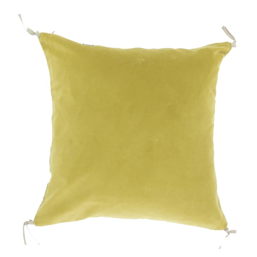 Pompon Bazar Velvet Cushion 45x45cm Lemon color