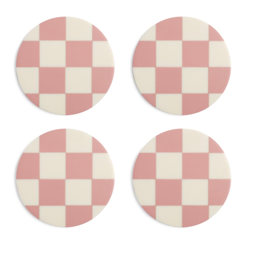 &klevering Set Of 4 Pink Check Coasters